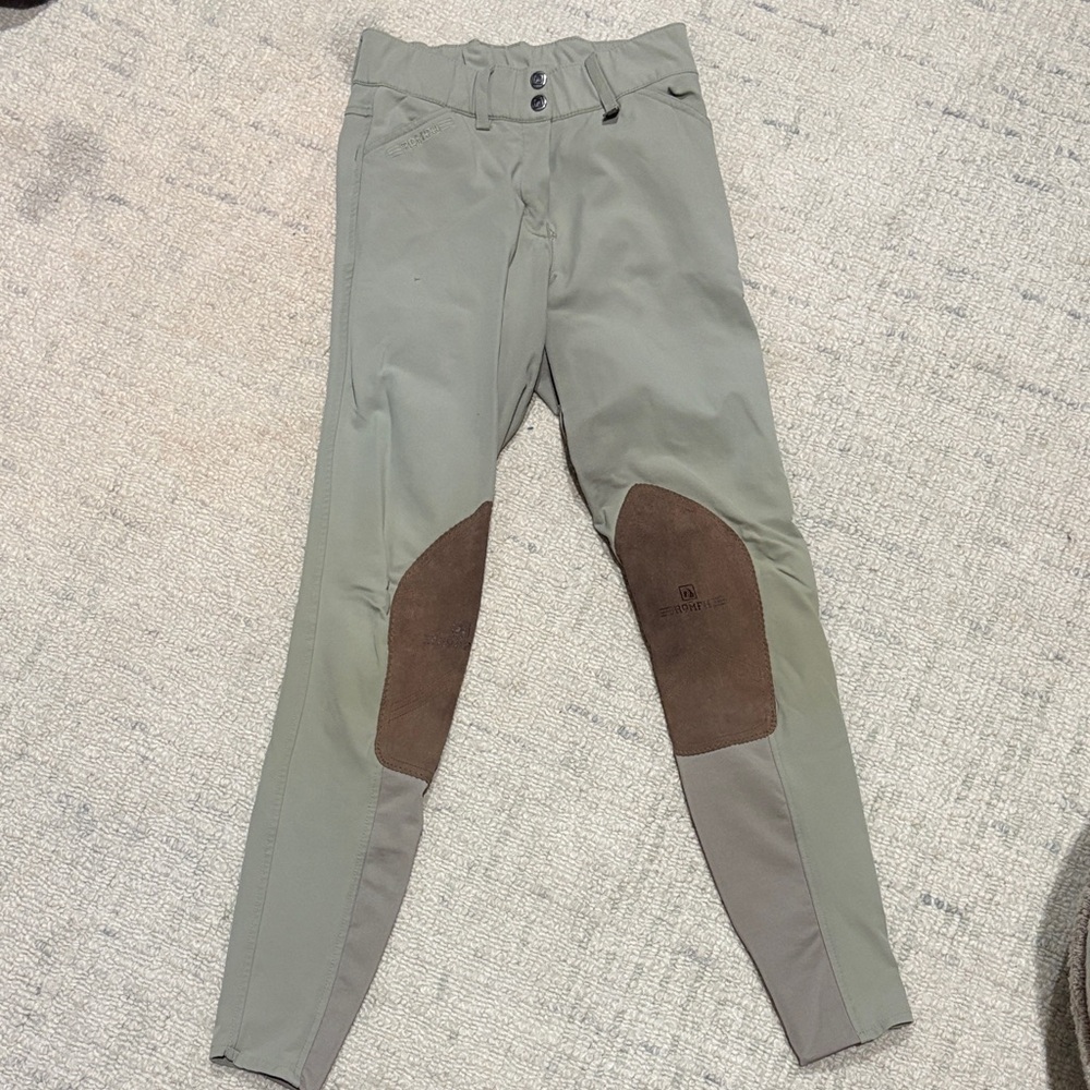 Romfh Women’s Khaki Riding Pants with Brown Accents